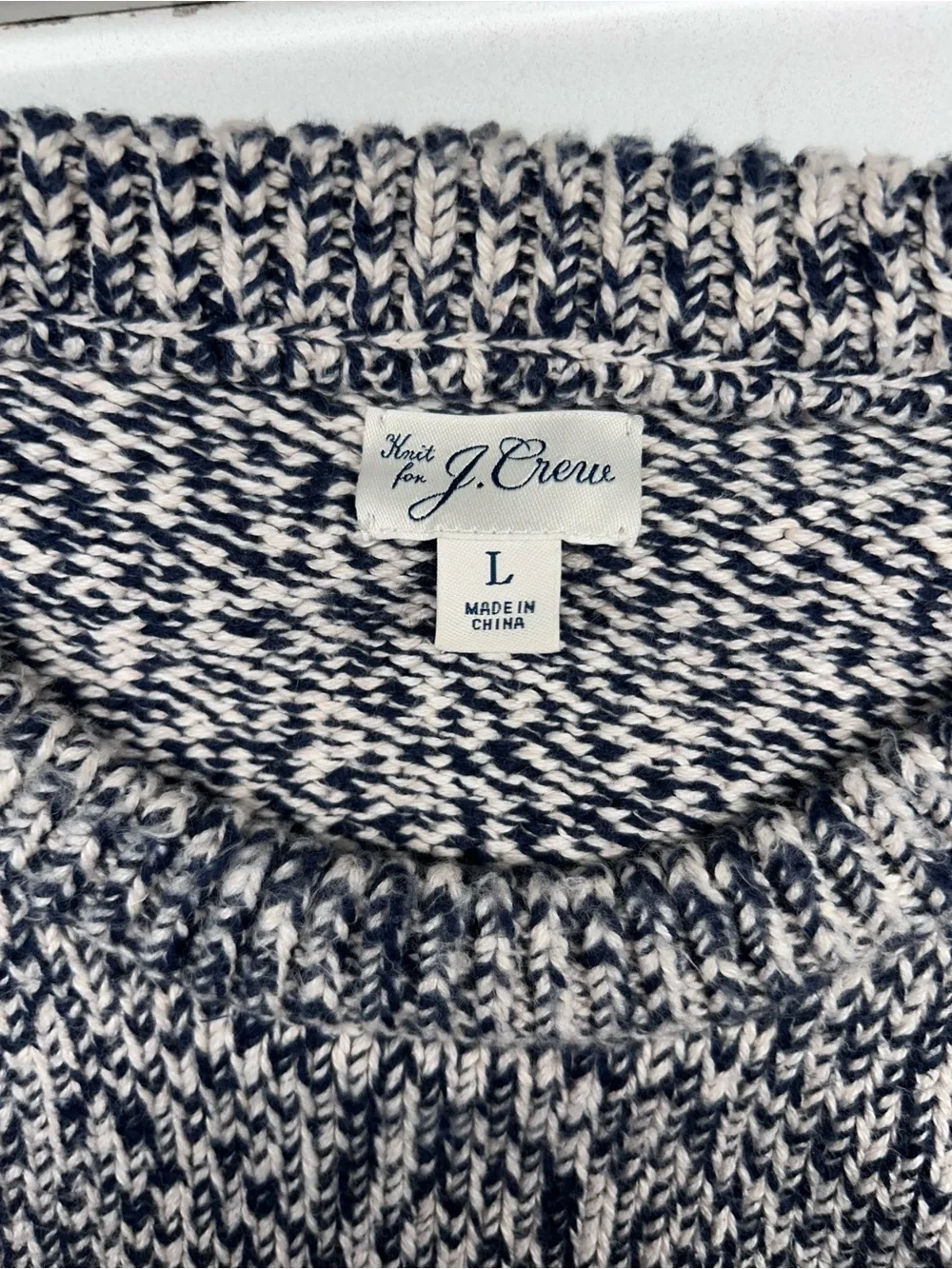 J. Crew Navy and White Marled Crewneck Sweater